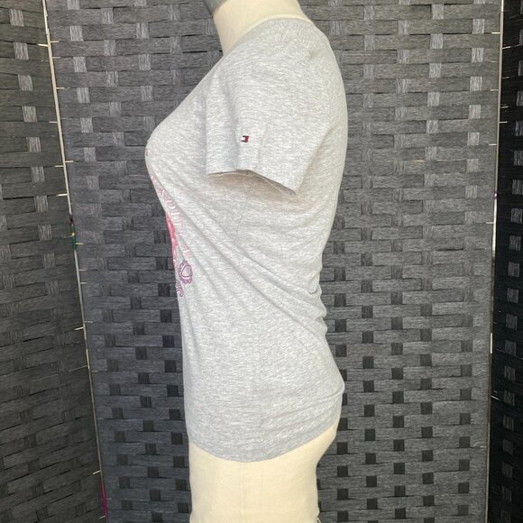 Tommy Hilfiger Womens Small Gray Short Sleeve Graphic T-Shirt - Picture 2 of 7